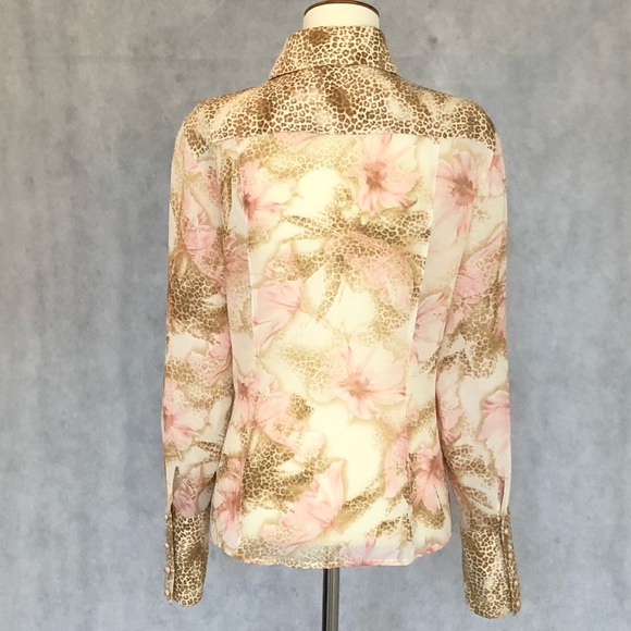 Escada Animal Print & Floral Long Sleeve Blouse - Picture 4 of 8